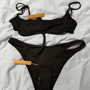 NWT SKIMS Black micro scoop bikini